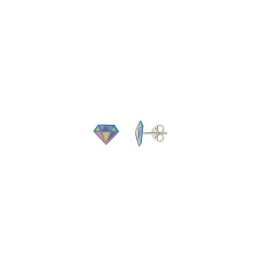 Foto de Pendientes de plata baño rodio diamantes con esmalte multicolor