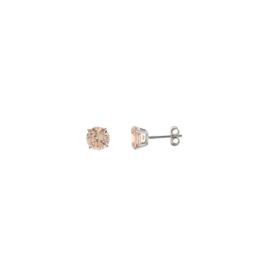 Picture of Pendientes de plata baño rodio punto de luz champagne 7mm