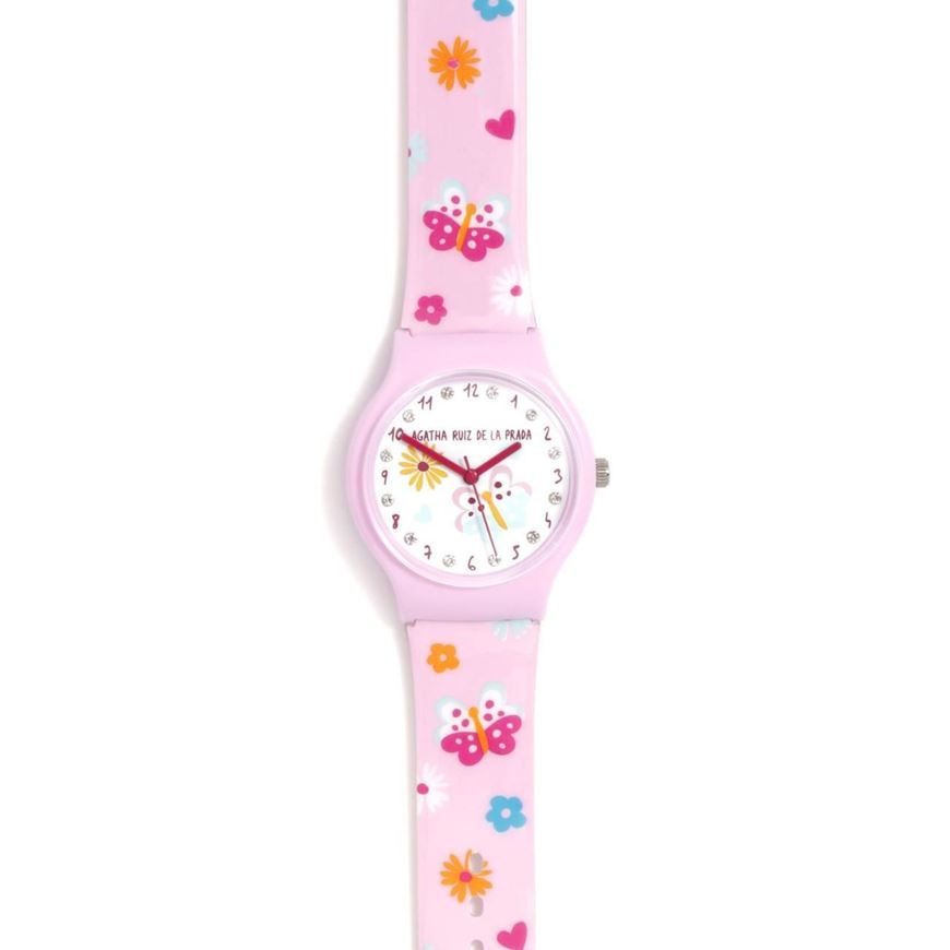 Foto de Reloj flip mariposas rosa con brillantes