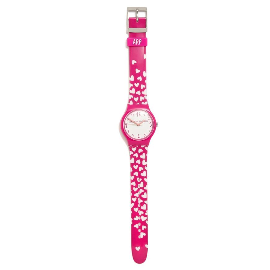 Foto de Reloj flip corazones fucsia