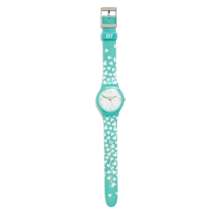 Picture of Reloj flip corazones turquesa