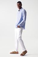 Foto de Camisa lino y algodón azul medio