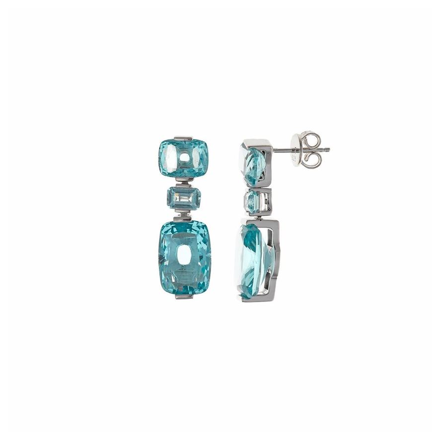 Foto de Pendientes de plata baño rodio con circonitas color paraiba