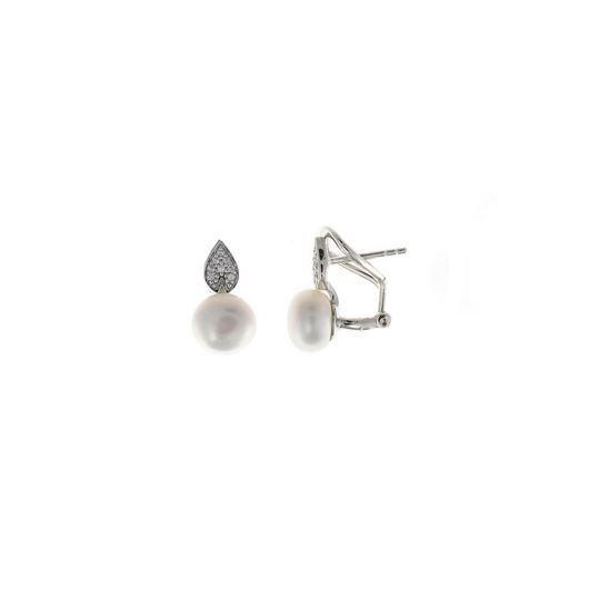 Picture of Pendientes de plata baño rodio con perlas agua dulce y circonitas