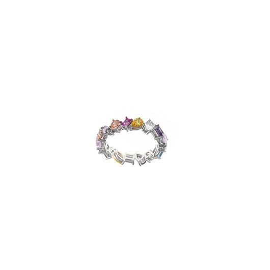 Foto de Anillo de plata baño rodio eternity con circonitas multicolor 