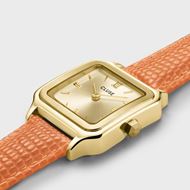 Foto de Reloj Gracieuse Petite dorado con correa de piel de lagarto albaricoque