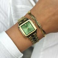 Foto de Reloj Gracieuse Petite dorado con esfera verde