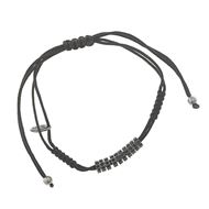 Picture of Pulsera de plata baño rutenio con hilo negro y circonitas