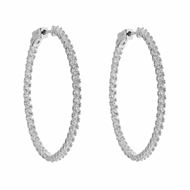 Foto de Pendientes aros de plata con circonitas blancas brillantes 30mm