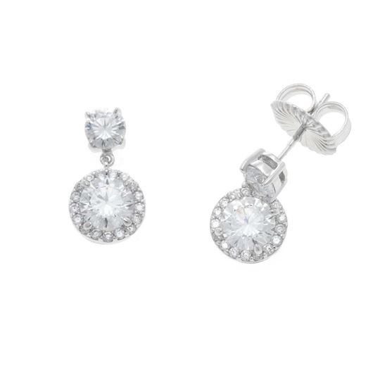 Foto de Pendientes de plata baño rodio con dos circonitas