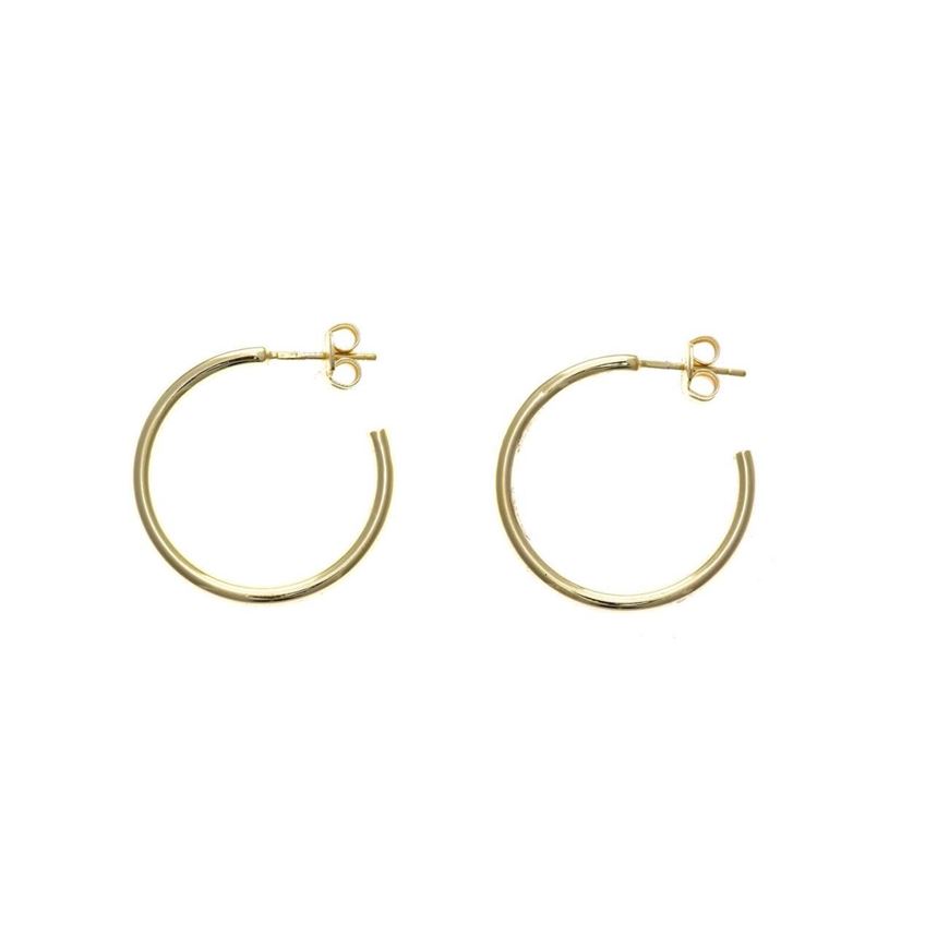 Foto de Pendientes aro de plata baño oro de 2cm x 2mm 
