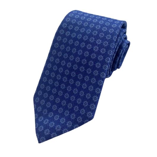 Foto de Corbata de seda azul medi con motivo floral geométrico
