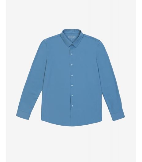 Foto de Camisa manga larga tejido elástico en color azul lago 