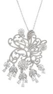 Picture of Gargantilla y broche de plata rodaida con filigrana de flores en circonitas blancas brillantes