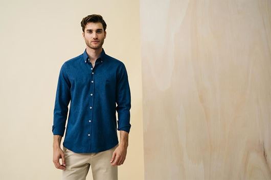 Picture of Camisa lino y algodón azul marino