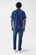 Picture of Camisa denim lino y algodón azul manga corta