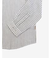 Picture of Camisa manga larga cuello mao 100% lino a rayas en crudo y verde salvia 