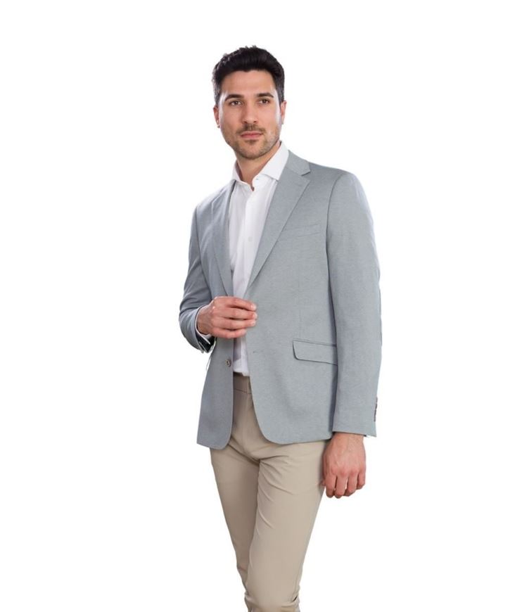 Foto de Americana Slim Fit microestructura gris verdoso