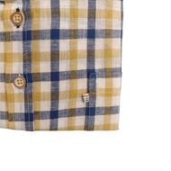 Foto de Camisa de lino manga larga a cuadros azules y amarillos