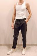 Foto de Pantalón chino cuadro negro y marrón slim fit