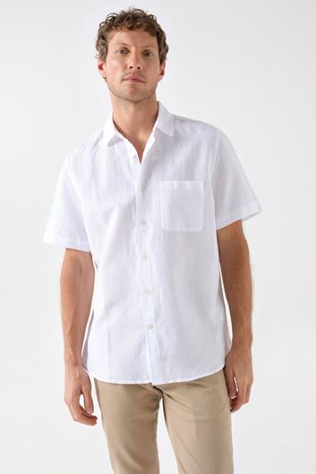 Picture of Camisa manga corta de algodón y lino blanco