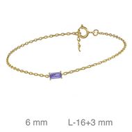 Foto de Pulsera de plata con baño de oro circonita baguette color amatista