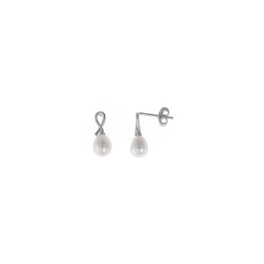 Foto de Pendientes de plata rodiada con perlas cultivadas de agua dulce