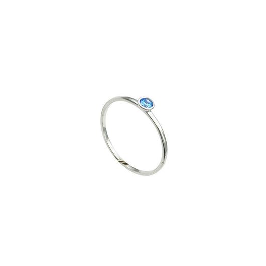 Picture of Anillo de oro blanco 18kt y chatón de circonita azul agua