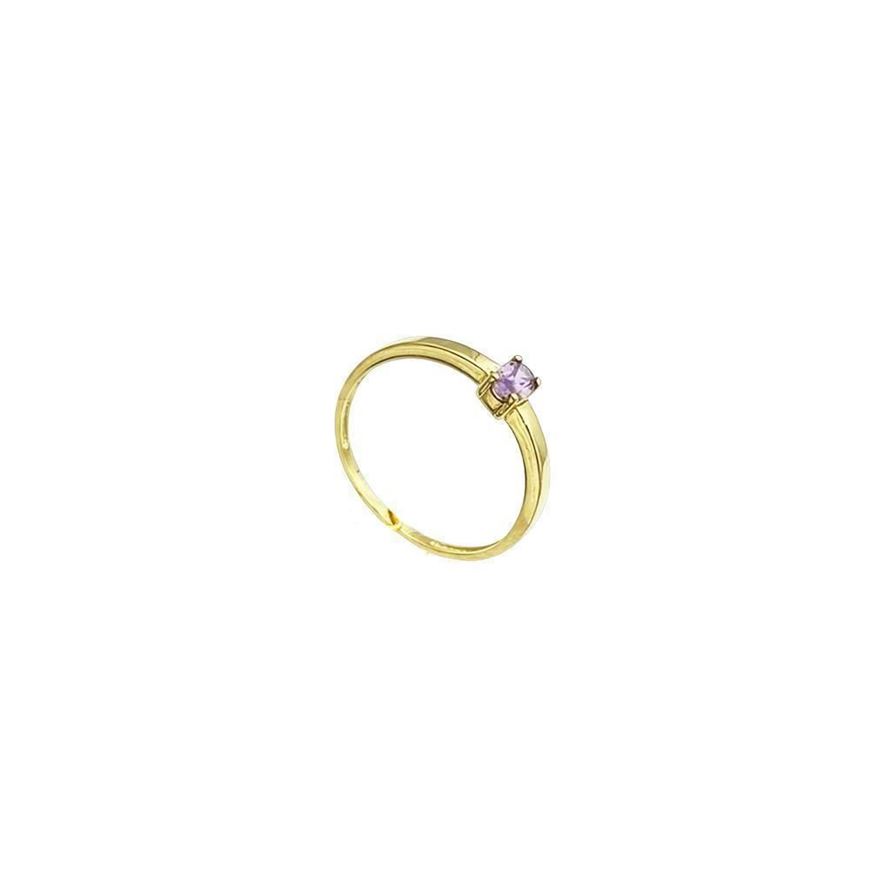 Foto de Anillo de oro blanco 18kt y circonita color amatista en talla oval 