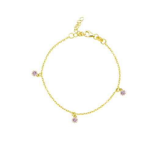 Foto de Pulsera plata baño oro con circonitas estrella color lavanda