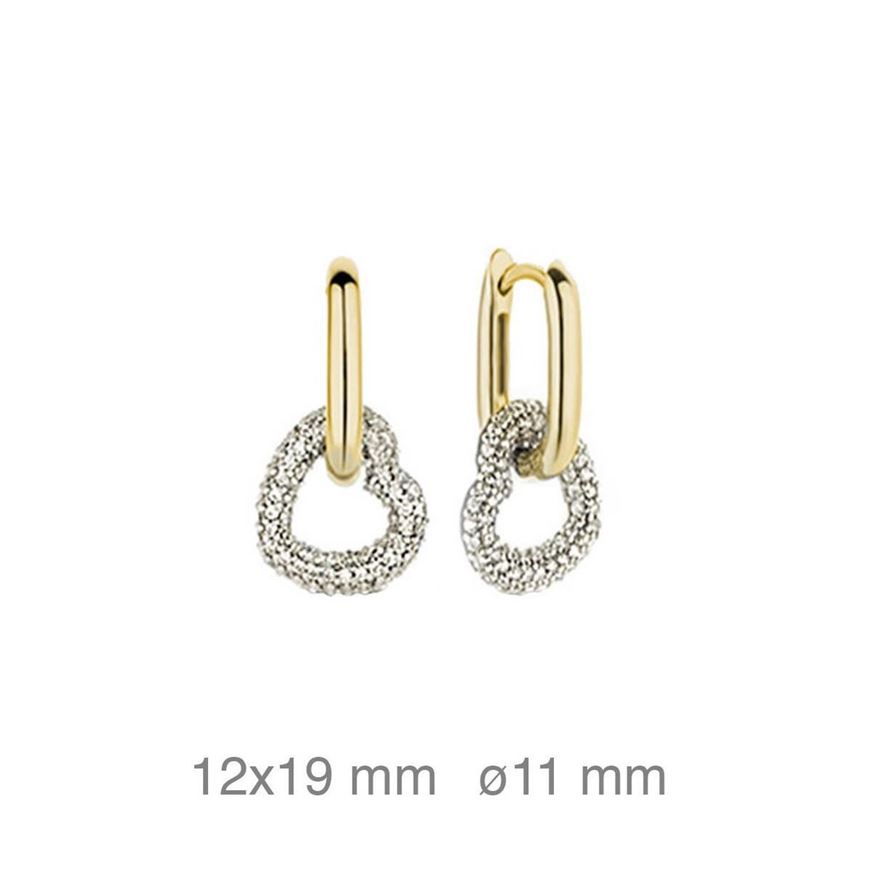 Foto de Pendientes de plata baño oro corazón con circonitas