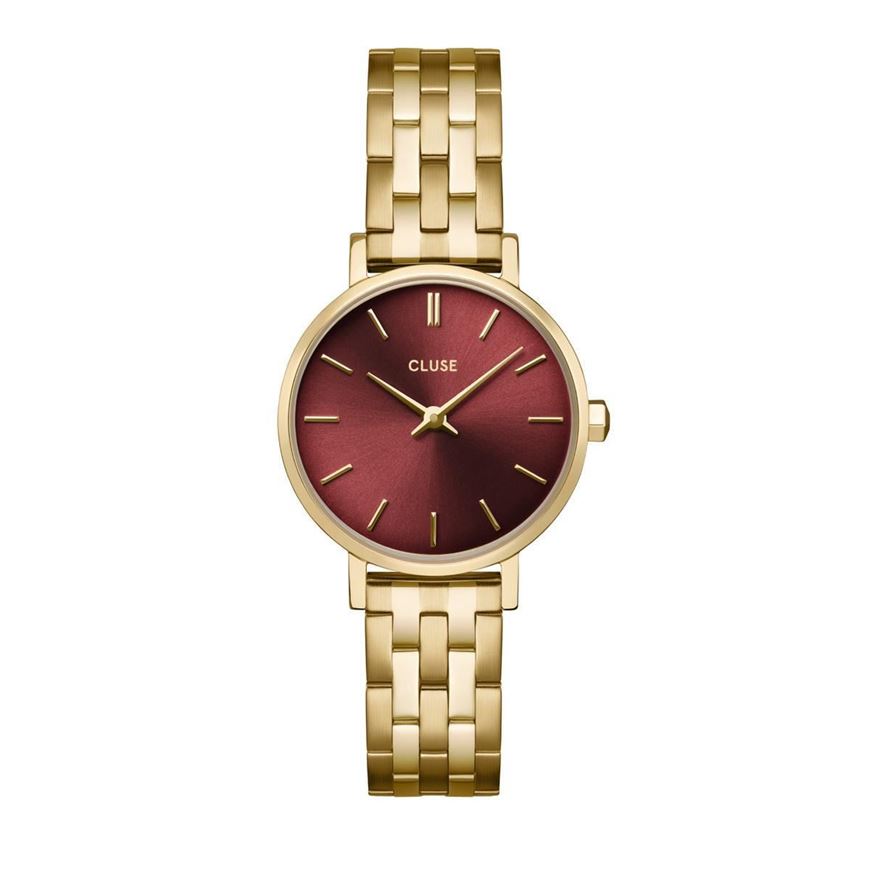 Foto de Reloj Boho Chic Petite dorado y burdeos