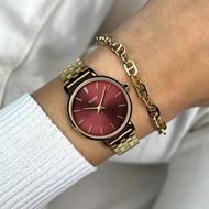 Foto de Reloj Boho Chic Petite dorado y burdeos