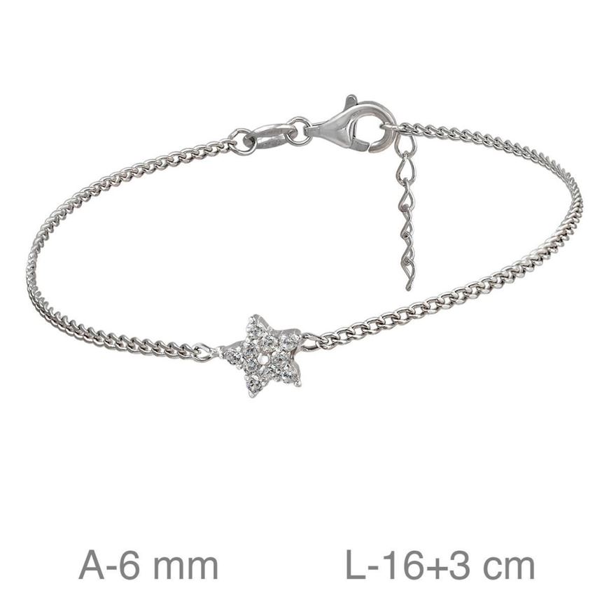 Picture of Pulsera plata baño rodio estrella circonitas