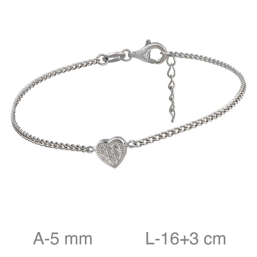 Foto de Pulsera plata baño rodio corazon circonitas