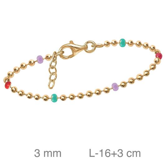 Foto de Pulsera plata baño oro con bolitas estamalte color 