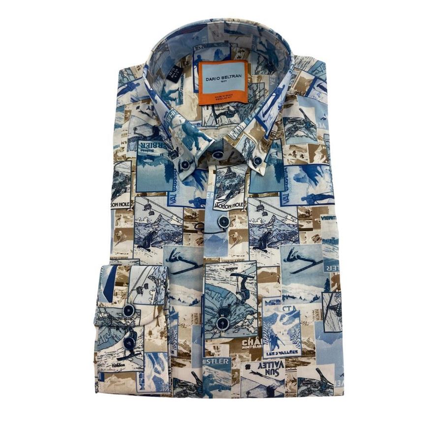 Picture of Camisa regular fit estampado postales esqui