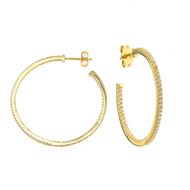 Foto de Pendientes aro de plata baño oro con circonitas 40mm