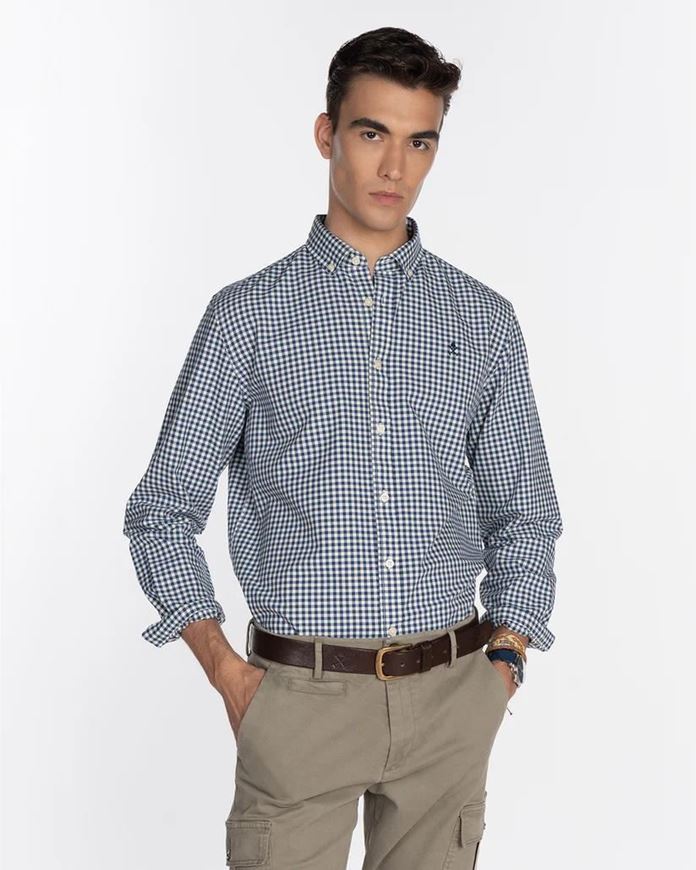 Foto de Camisa cuadro Vichy azul marino