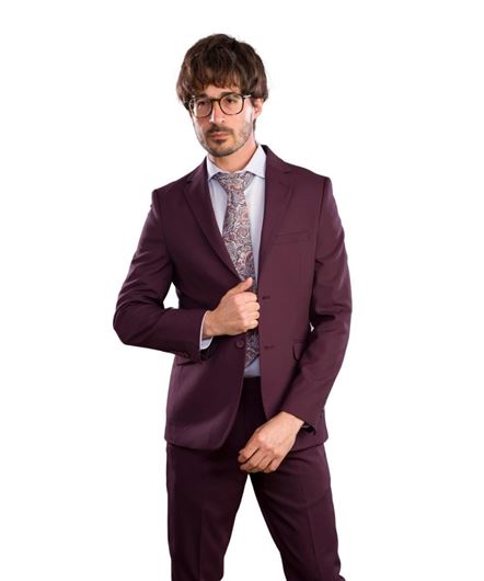 Foto de Traje vestir Super Slim Fit cheviot burgundi