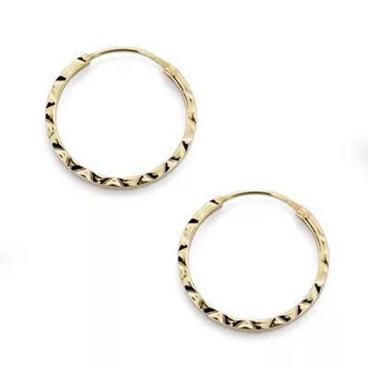 Picture of Pendientes aros 12mm de oro amarillo 18kt acabado diamantado