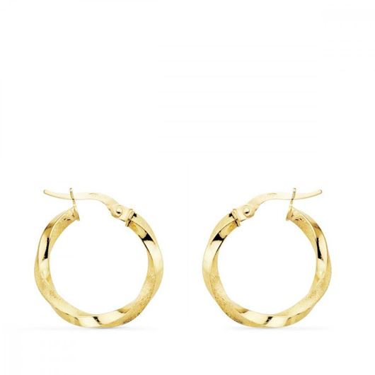 Picture of Pendientes de aro trenzado 20mm en oro amarillo 18kt