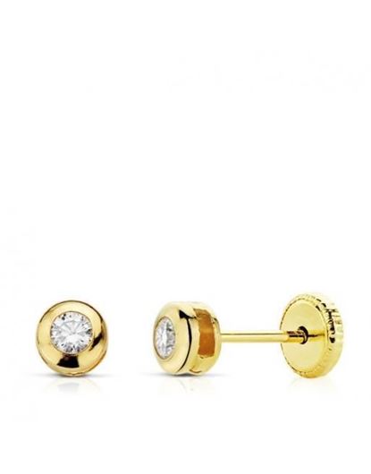 Picture of Pendientes chatones de oro amarillo 18kt y circonitas blancas brillantes