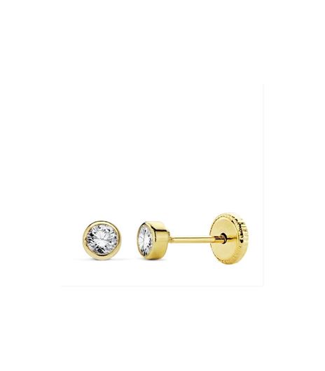 Picture of Pendientes chatones de oro amarillo 18kt y circonitas blancas