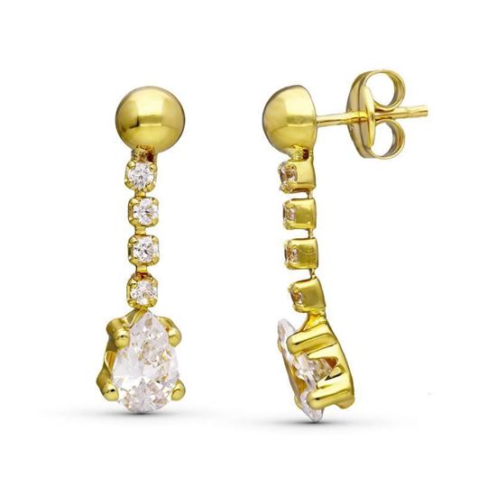 Picture of Pendientes de oro amarillo 18kt y peras de circonitas blancas