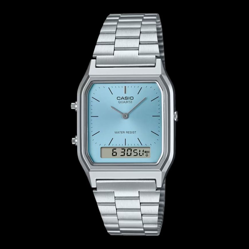 Foto de Reloj unisex plateado con esfera azul