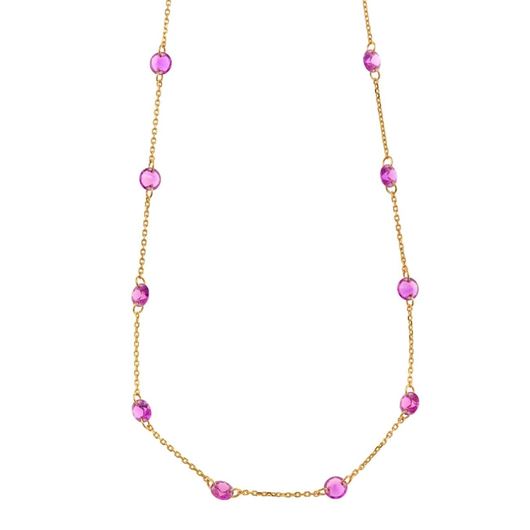 Foto de Collar Vibrant plata chapado dorado circonitas rubi brillantes