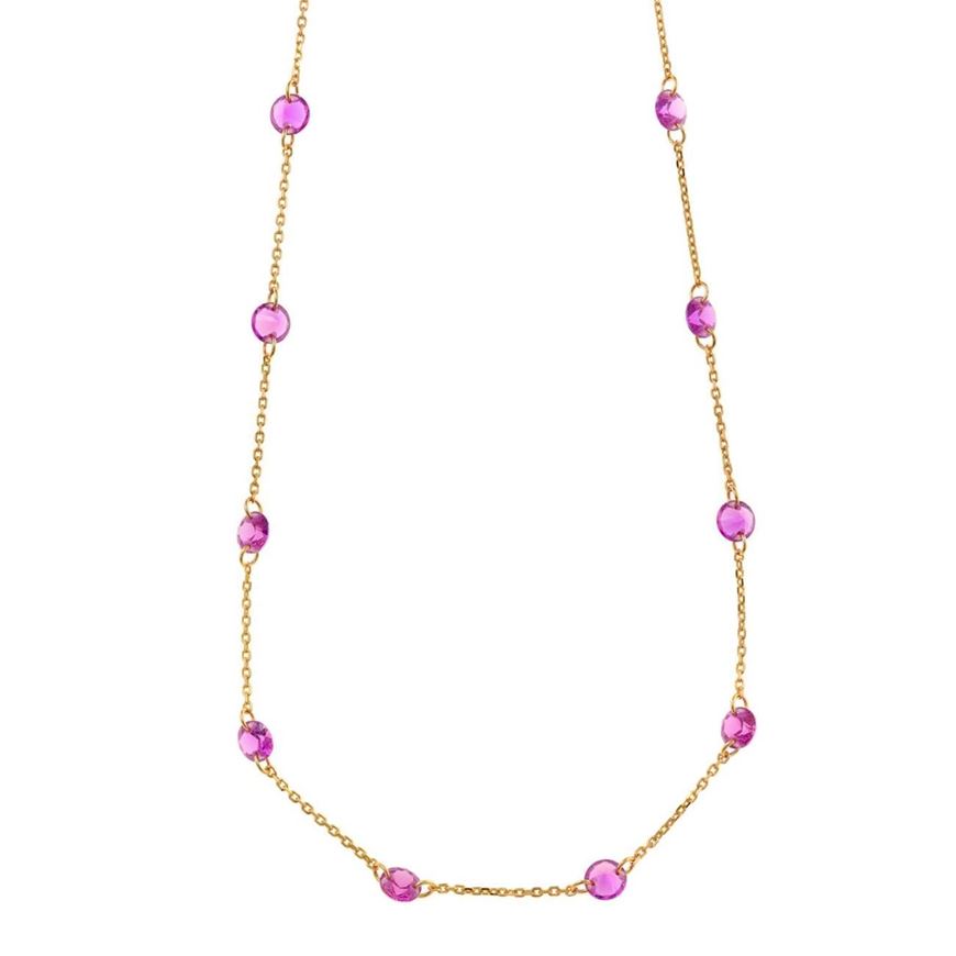 Foto de Collar Vibrant plata chapado dorado circonitas rubi brillantes