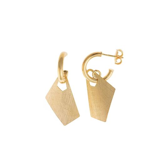 Picture of Pendientes Bamboo plata chapado dorado aro rectangulo desigual