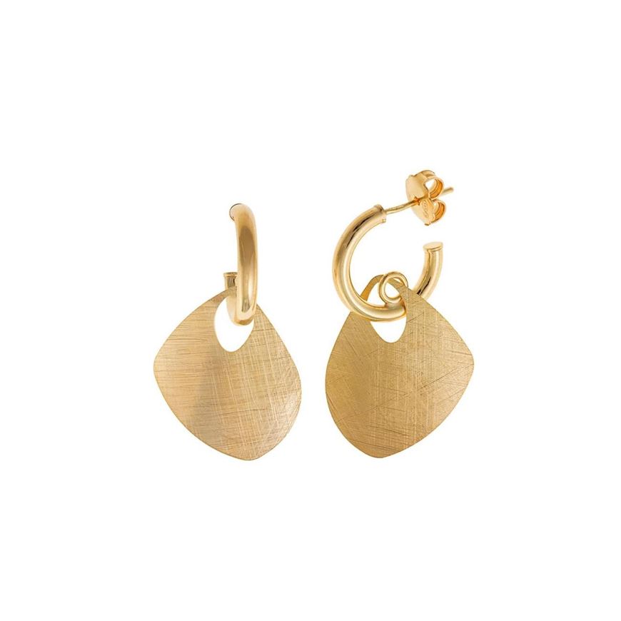 Foto de Pendientes Bamboo plata chapado dorado aro triangulo redondeado